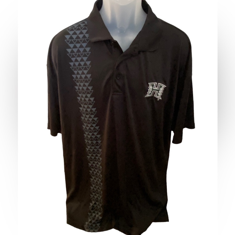 University of Hawaii Manoa UH Collegiate Polo Black Shirt w/ Green Logo Men 3XL
